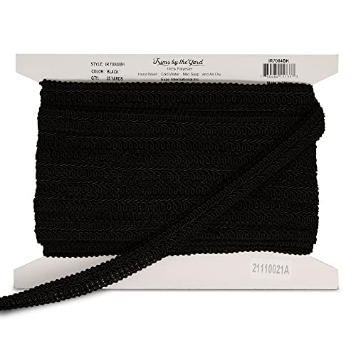 Trims By The Yard Kiki 3/4" Classic Woven Braid Gimp Black | (5 Yard Cut) Trim #TOP1
