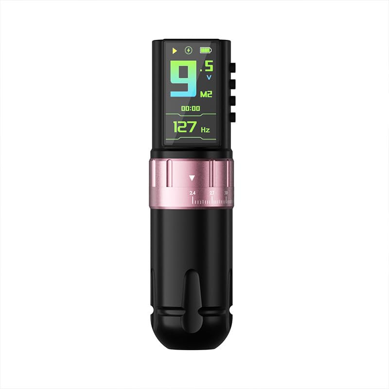 Penna rotativa per tatuaggi wireless - Alimentatore da 2300 mAh con corsa regolabile a 7 livelli da 2,4-4,2 mm, uscita 4-12 V, motore da 9000 giri/min e display LED