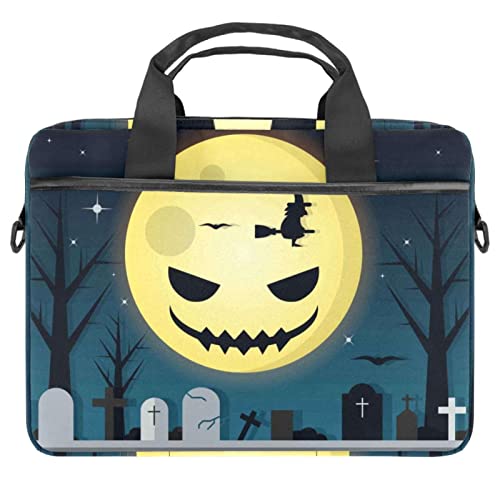 Sac à bandoulière pour ordinateur 13 à 14.5 pouces motif Jour des Morts et citrouilles d'Halloween