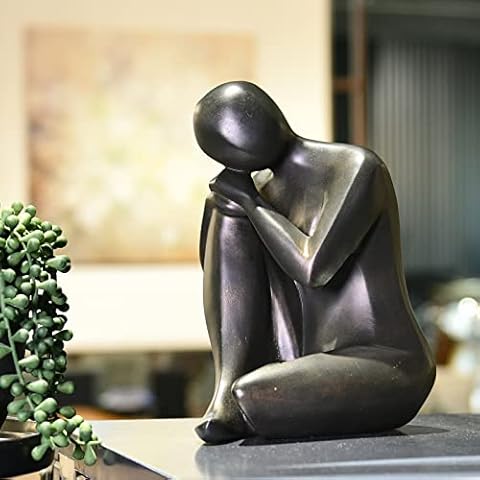 Thinker Statue Resin Abstract Sculpture - Collectible Figurine Art Home Office Bookshelf Desktop Decor Black 6.1 X 6.7 X 8.8 inches Guichifun Cover