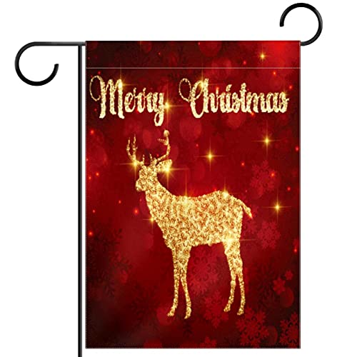 Drapeau de jardin cerf doré 30x45 cm en polyester pongé double face