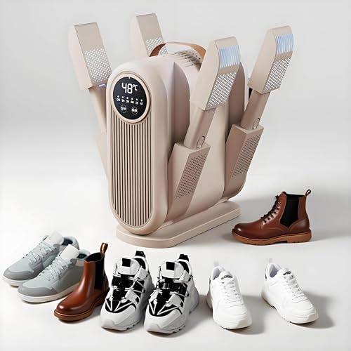 forplubossmmp Professional Portable Shoe Dryer Boot Warmer, 360° Hot Air Circulation, UV Light Sanitizer, Timer, Foldable Design for Storage Heated Shoe Dryer, Footwear Care Appliance