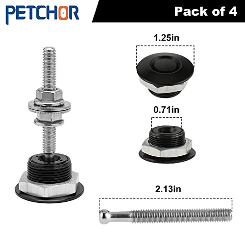 Petchor 4Pcs 1.25 Inch Universal Aluminum Vehicle Hood Pins, Quick Release Latch Lock Clip Push Button Bonnet Kit, License Plate Lock Clip, Black #TOP1