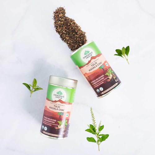 Image of A TATA Product - Organic India Tulsi Assam Masala Chai Powder, 100 Gm Tin (Pack of 3)