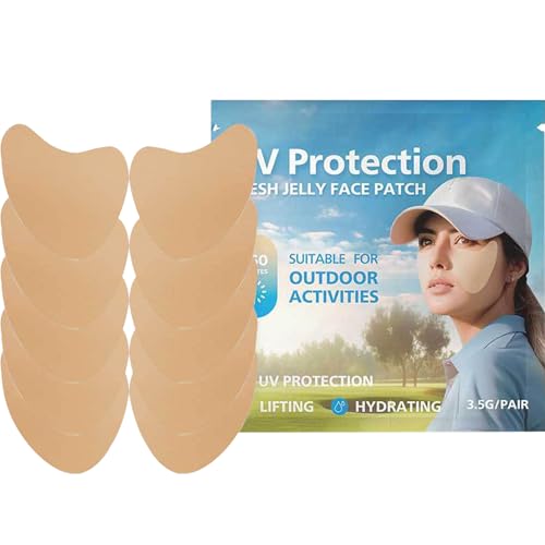 Parches De Golf De 5 Pares, Parche De Cara De Golf, Parche De Protección Solar Facial, Protección UV Efectiva, Resistente Al Sudor Y Transpirable, 5 Pares, Para Protección Solar Al Aire Libre