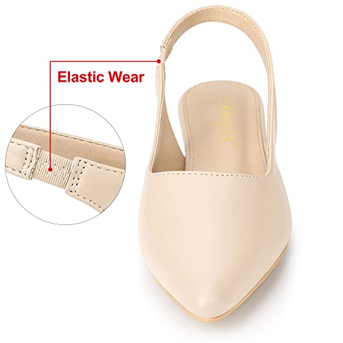 Allegra K Allegra K Women's Pointed Toe Pumps Slingback Flat Beige Pumps 7.5 M US