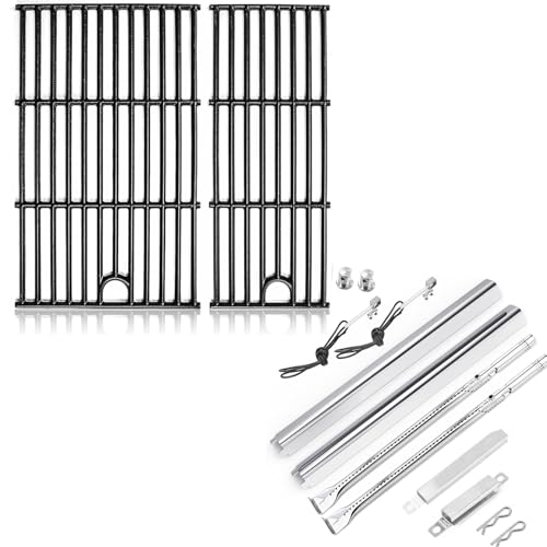 Grill Grates Kit for Char-Broil Performance 2 Burner 463630021 463655621 463655021 463655421 Replacement Parts for Charbroil 2 Burner Grill Cast Iron Cooking Grids Heat Plates Burner Tubes Igniter