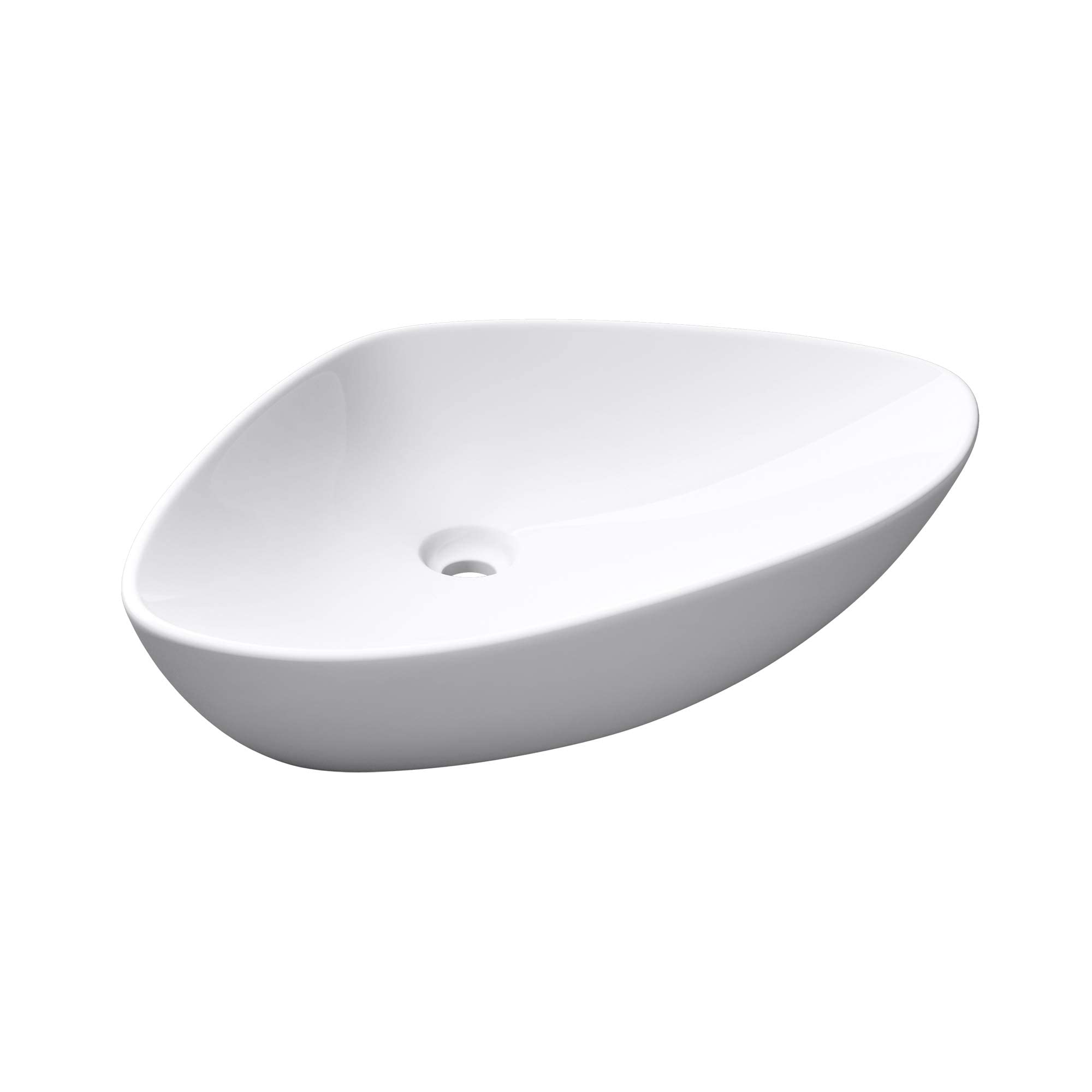 Mai & Mai Lavabo sobre Encimera Lavabo Baño | Triangular | Blanco Brillante | Cerámica | 59x39x13cm | sin Orificio para Grifo sin Rebosadero | Brüssel215 | Bruselas 215 - Lavabo con nano-revestimiento, color blanco