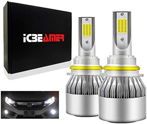 ICBEAMER 9004/HB1 LED Automotive Headlight Bulbs COB Canbus Super White 6000K 40W 8000 Lumens Fit High and Low Dual Beam Lamps Driving Light Bulbs