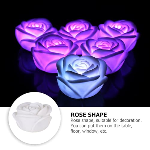 Velas LED rosas eléctricas de 4 piezas con luces decorativas multicolor y batería 5
