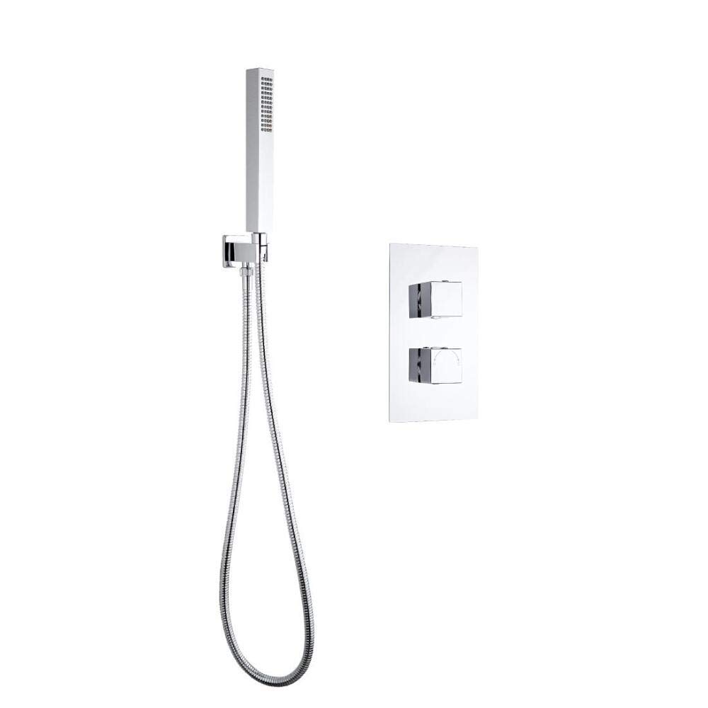 Milano Arvo Thermostatic Mixer Valve Hand Shower Handset Hose Outlet Elbow Bracket - Chrome