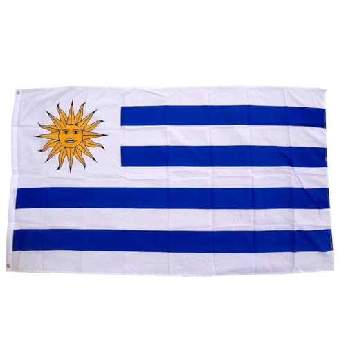 Drapeau grand 90x150 mât bâtiment extérieur Uruguay pack double