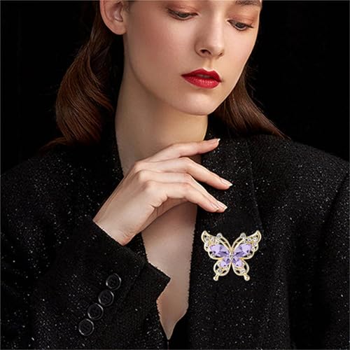 Image of coadipress Butterfly Brooch Pins Chic Romantic Elegant Rhinestone Crystal Insect Brooch Pin Women Corsage Scarf Shawl Clothing Accessories Wedding Party Banquet