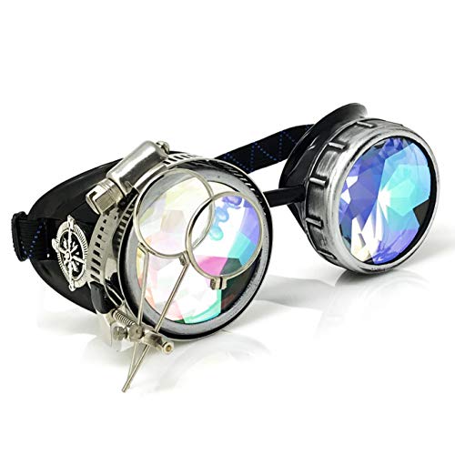 Steampunk Goggles Rave Glasses with Compass Design, Handcrafted Victorian Style, Double Ocular Loupe,3D Kaleidoscope Steampunk Goggles Rave Glasses with Compass Design, Handcrafted Victorian Style, Double Ocular Loupe,3D Kaleidoscope