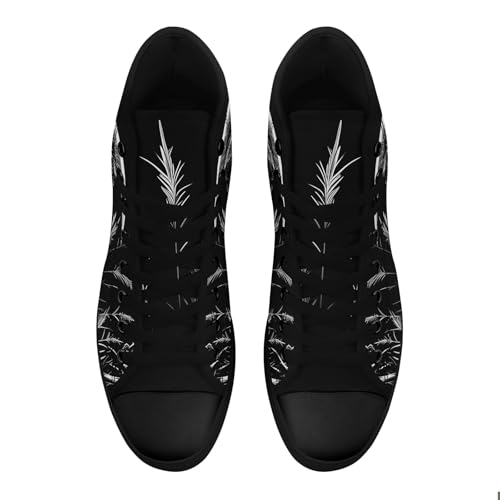 Mens High Top Sneakers Lace-Up Gothic Designed Casual Steet Canvas Shoes for Women Red and Black Skull Shoes2