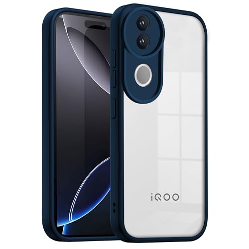 Image of V-TAN Back Cover for IQOO Z10R 5G, Transparent Clear Case Compatible with IQOO Z10R, TPU, Camera Protective, Scratch Resistant Shockproof Mobile Cover with Anti-Slip Grip (Blue)