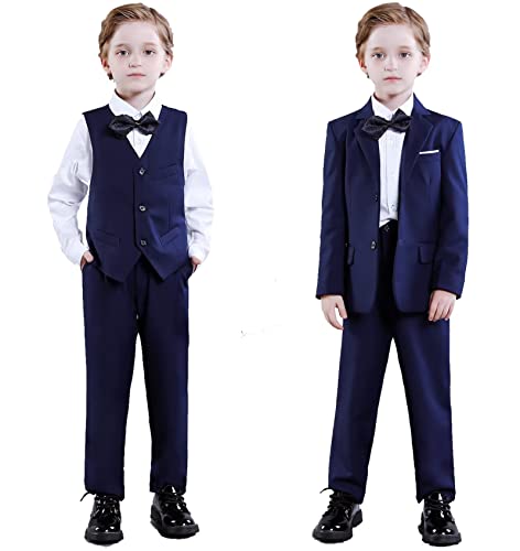 Boys Slim Fit Suit Navy Blue Suits For Boys Toddler Tuxedo Set Size 8 Ring Bearer Outfit Boys' Sport Coats & Blazers #TOP6