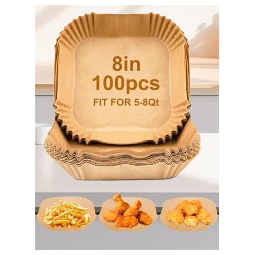 100 PCS Air Fryer Mats Liners 8” Square Air fryer Oven, Water Proof Non Stick Basket for Baking Cooking