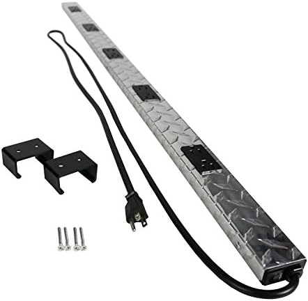 Wiremold Plugmold Tough 10-Outlet Power Strip with Circuit Breaker, Diamond Plate, 4 Feet(PM48TC)