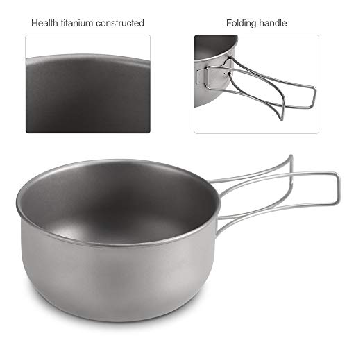 Nishore 400 ML Tigela Titanium Super Leve Camping Tigela Portátil Talheres Tigela de Cozinha com Dob