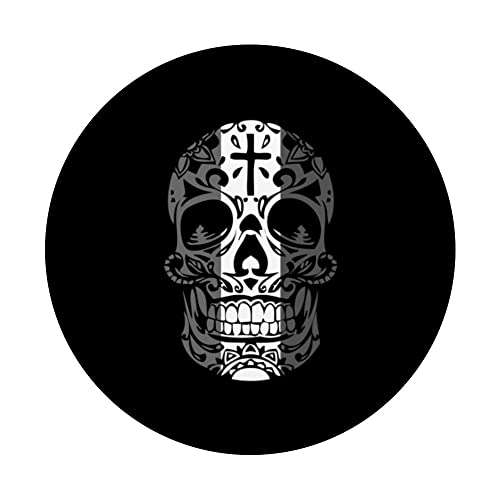 Mexican Sugar Skull Pride Calavera Day Dead Cinco De Mayo PopSockets Swappable PopGrip, Black - Image 3