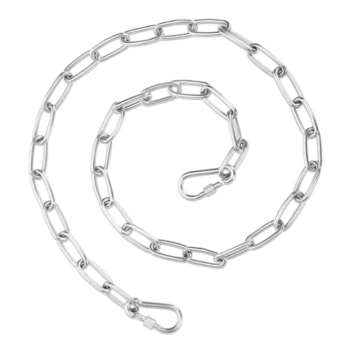 Gate Chain Lock, 3.41ft X 0.12in Gate Chain for Outdoor Fence Chain Link Gate Latch Stainless Steel Chain Link Fence Parts for Fence Gates, Bicycles, Moped, Trailers, Generator, Etc