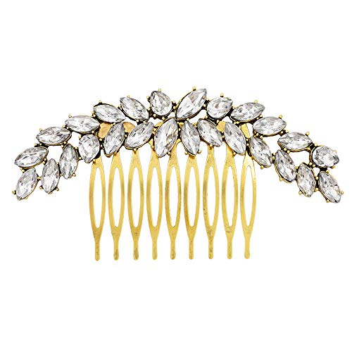 Aegenacess Decorative Hair Comb Side Small Cute Gold Rhinestones Crystal Clips for Wedding Brides Bridal Prom Gift Accessories