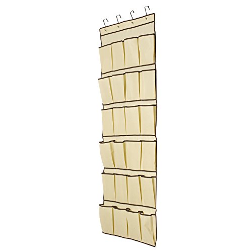 Ziz Home Over The Door Shoe Organizer | 24 Large Pockets With 4 Hooks | Heavy Duty Fabric | Hanging Shoe Rack Over The Door | Hanging Shoe Organizer For Closet Shoes Storage | Hang On Behind Back #TOP7