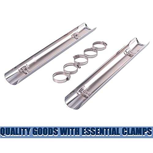 Full Coverage Chrome Fishtail Heat Shield, For 1995-2016 Harley Touring W Clamps #TOP2