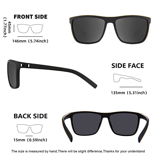 WISTON Polarized Sunglasses for Men Women Large Rectangular Classic UV400 Protection Driving Fishing Shades Sun Glasses3