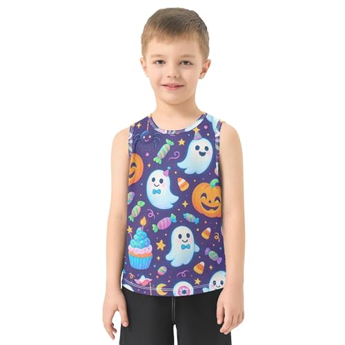 JUNZAN Hallooween Sweets Boys Athletic Tank Top Sleeveless Summer Vest Tee Youth Undershirt for Surfing Vacation Swim 3T2