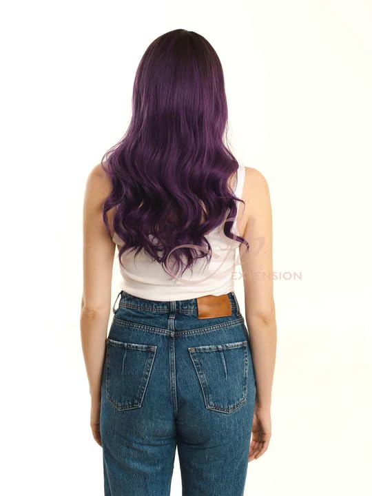 Miniatura 4 de KARL - Peluca rizada de 20 pulgadas de color morado oscuro, sin pegamento, para fiesta, cosplay, Halloween, pelucas para mujeres, pelucas sintéticas