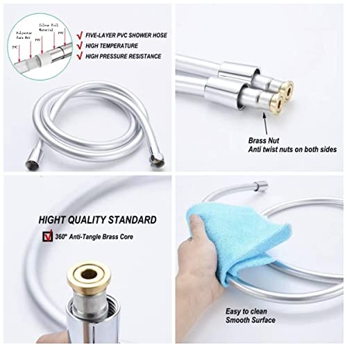 Manyhorses Handheld Shower Head With Hose,5" Chrome Face Detachable Shower Head With Premium Rv Pvc Shower Hose,Adjustable Solid Brass Swivel Ball Mount #TOP5