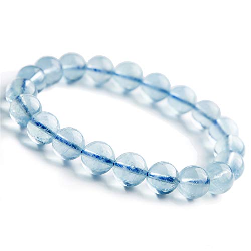 Aigue-Marine Bracelet Contre le Stress Perles 10mm Cristal Clair Naturel