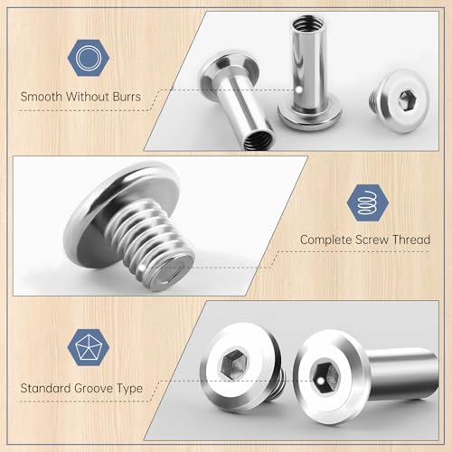 30 Stück Verbindungsschrauben M5, Schrankverbinder Schrauben Edelstahl mit Sechskant Schlüssel, Möbelverbinder schrauben, Hülsenschrauben M5 x 16mm für Möbeln, Schränken, Holzbret