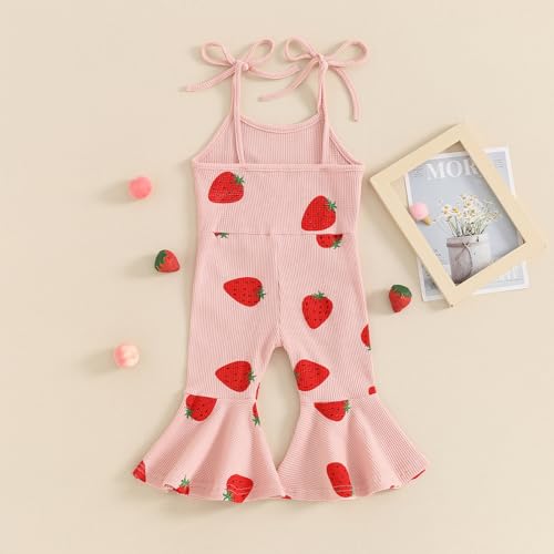 Toddler Baby Girl Flare Overalls Bell Bottom Jumpsuit Sleeveless Backless Floral Print Suspender Romper Clothes4