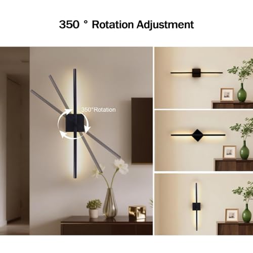 Aplique de pared de aluminio negro de diseño moderno con luz regulable y giro 5