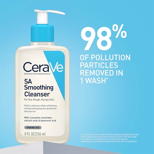 Image of CeraVe SA Smoothing Cleanser For Dry, Rough, Bumpy and Acne-Prone Skin, contains Salicylic Acid with no harsh microbeads, Dermatologist Recommended Face wash (236ml)