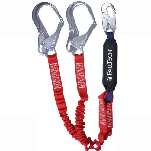FallTech 8247EY3A, 4-1/2-6' Ironman Lanyard Elastic-Leg SAL 6'/12' FF Y-Leg Aluminum Snap/Rebar, 1 pc