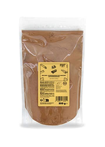 KoRo - Cannella ""Cinnamomum Ceylanicum"" del Madagascar bio in polvere 500 g - cannella in polvere biologica, spezia di qualità premium, basso contenuto di cumarina, senza additivi, conveniente