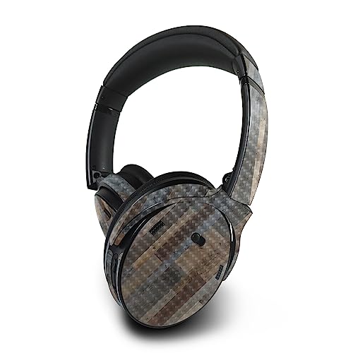 Image of MightySkins Carbon Fiber Skin Compatible with Bose QuietComfort 45 Headphones Gray Wood | Protective, Durable Textured Carbon Fiber Finish | Easy to Apply | Made in The USA