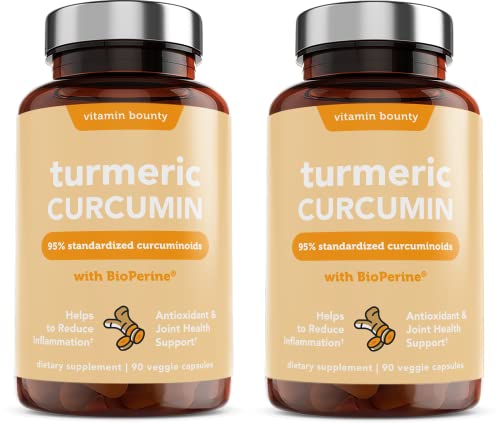 Turmeric Curcumin Supplement 1500mg - with Bioperine, 95% Standardized Curcuminoids - All Natural Joint Pain Relief & Anti-Inflammatory - Vitamin Bounty (2 Pack)