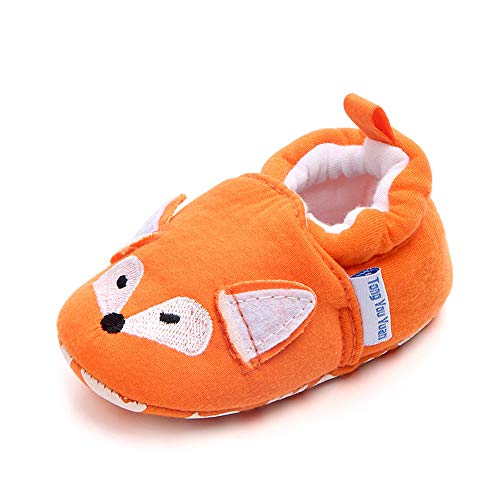 Save Beautiful Cute Cartoon Infant Unisex Baby Warm Cotton Anti-Slip Soft Sole First Walkers Shoes (6-12 Months, Fox)
