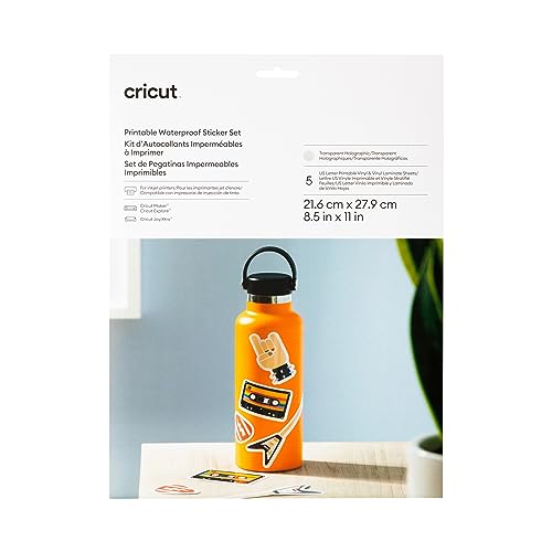 Cricut C2010350 Printable Holographic Sticker Paper - Us Letter Size (8.5In X 11In), Waterproof Sticker Paper For Printer, Compatible With Cricut Maker cover