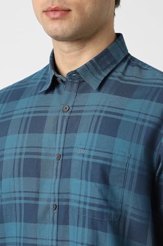 Image of Peter England Men's Checkered Cotton Shirt | Smart Casual | Full Sleeves