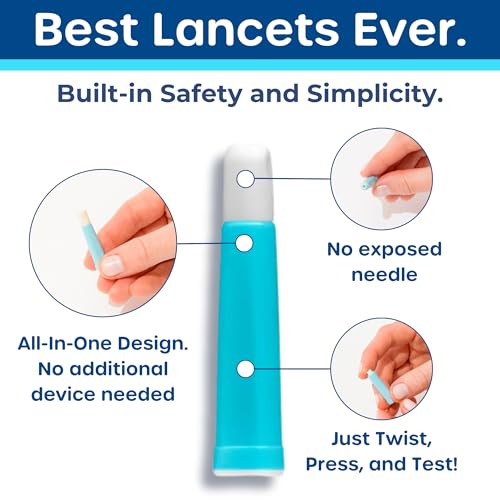 Pip Blood Glucose Monitor Kit with Preloaded Safety Lancets - Complete Diabetes Testing Kit for Blood Sugar Monitoring | No Lancing Device, Virtually Painless | 50 Test Strips, Lancets & Travel Case - Thumbnail 2