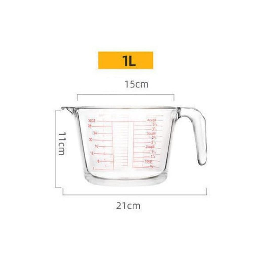 3pcs Tasses à mesurer Tasses à mesurer en Verre avec échelle pour Un Usage Domestique Grande capacité coquetiers battus Farine ML Tasses à mesurer Tasses à échelle de Cuisson (1000 ML)