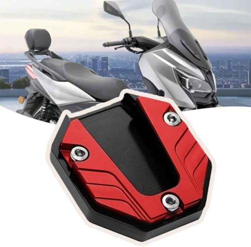 CCHMQ Almohadilla de Soporte Lateral de Motocicleta para Harley Davidson Softail Heritage 1981-2022 2023 2024 2025 2026, Aluminio Universal Extensor Caballete Lateral Moto,D-Red