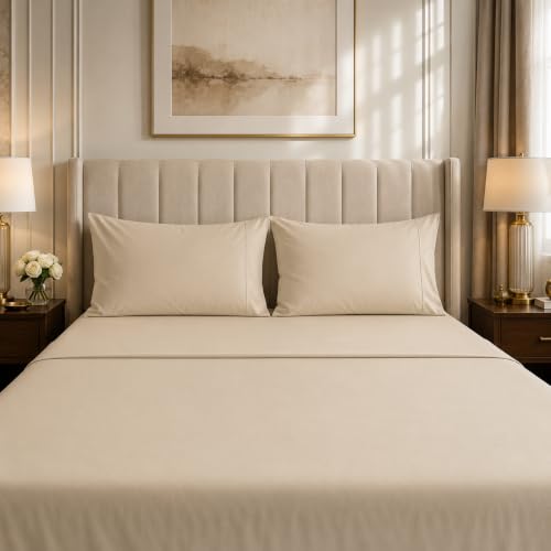 Image of LINENWALAS 100% Cotton 400 TC King Large-Size Pillow Cover | Long Staple Imported Egyptian Cotton | Cloud-Soft, Breathable & Skin-Safe | Oeko-TEX Certified Bedding (20x36 inch, Set of 2, Pearl)