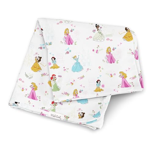 Image of Milk Snob Disney Princess Baby Girl Swaddle Blanket, Soft Receiving, Security Bed and Play Blanket, Toddler and Infant Baby Bedding Registry and Shower Gifts, Newborn Essentials, 35x35